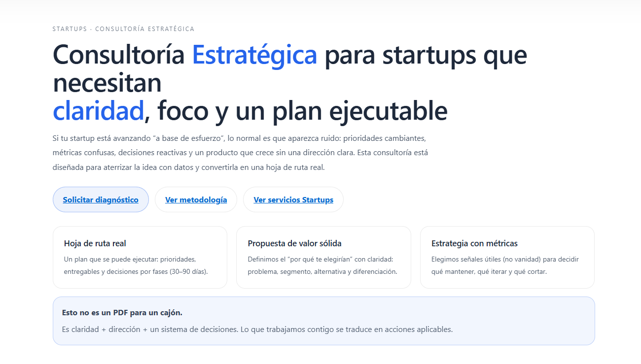 Consultoría estratégica para startups