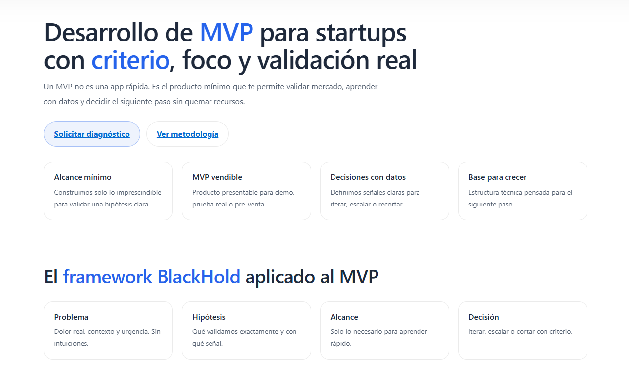 Desarrollo de MVP para startups