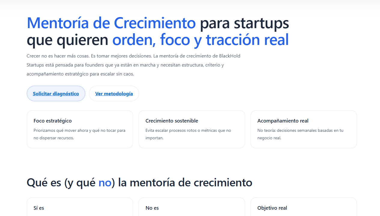 Mentoría de crecimiento para startups